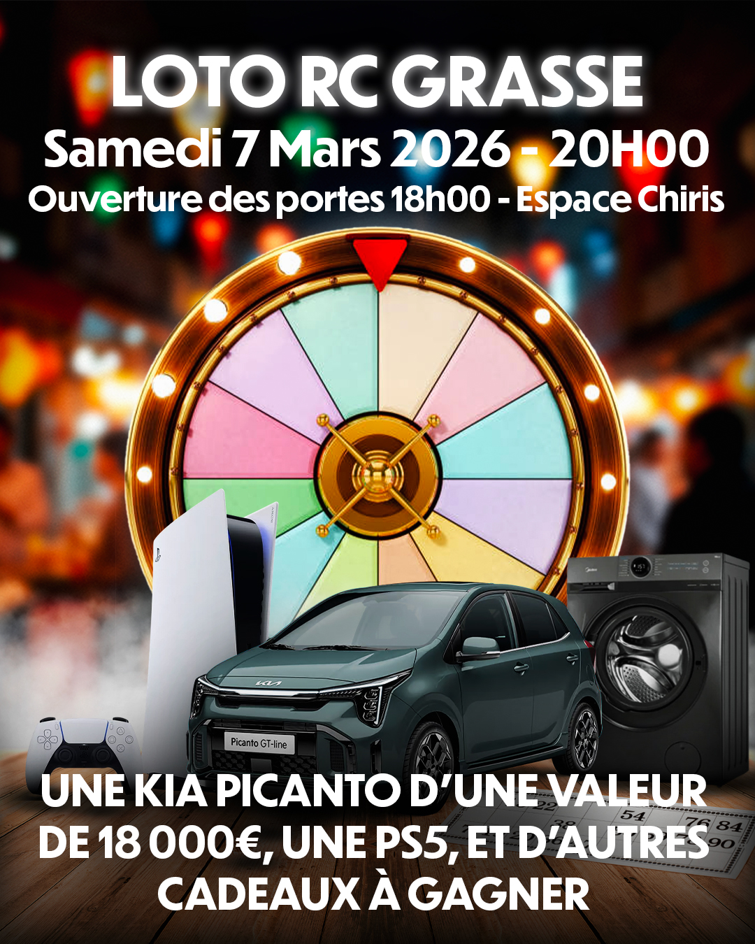 Loto du RC Grasse – 7 mars à l&rsquo;espace à Chiris